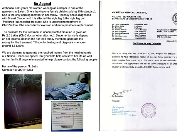 Help Alphonsa fight Cancer