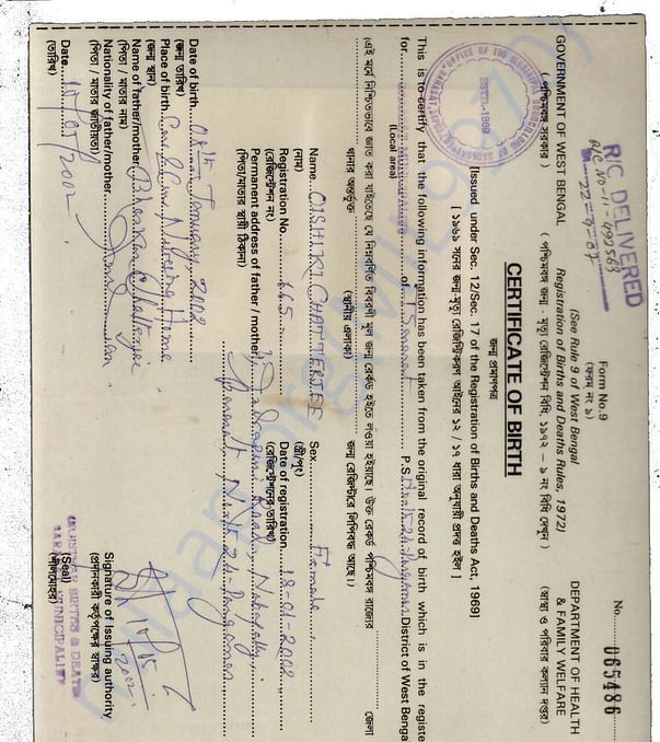 Rini's Birth Certificate