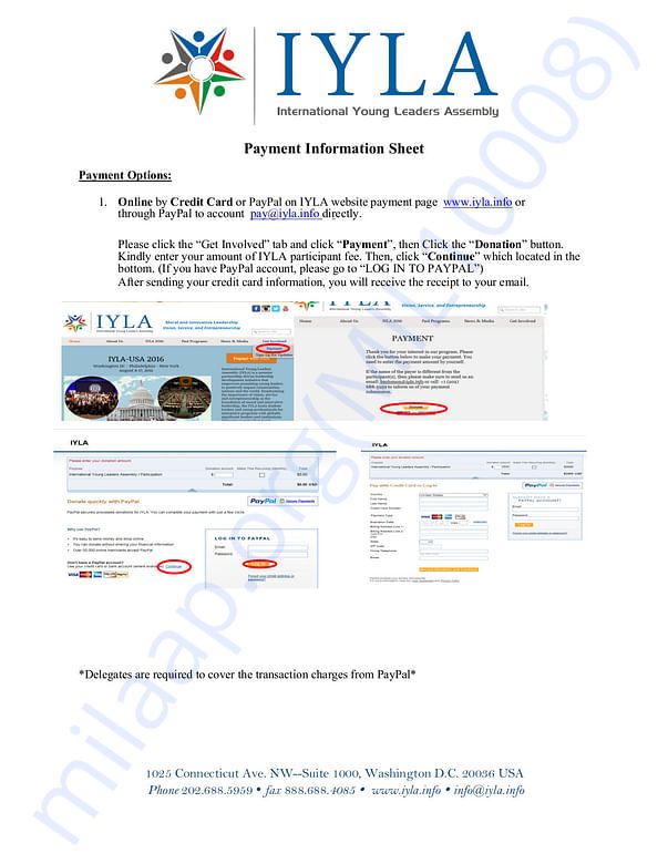 IYLA 2017 participation payment info