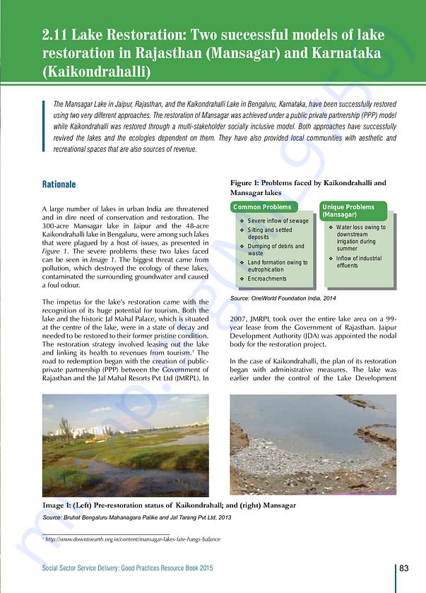 Two successful models of lake restoration - Kaikondrahalli Lake