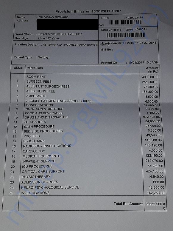Provisional Bill as on 10-Jan-2017