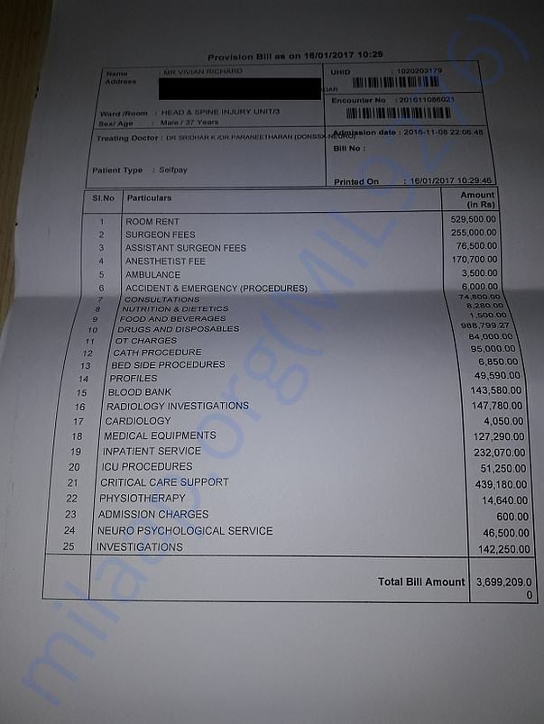 Provisional Bill as on 16-Jan-2017