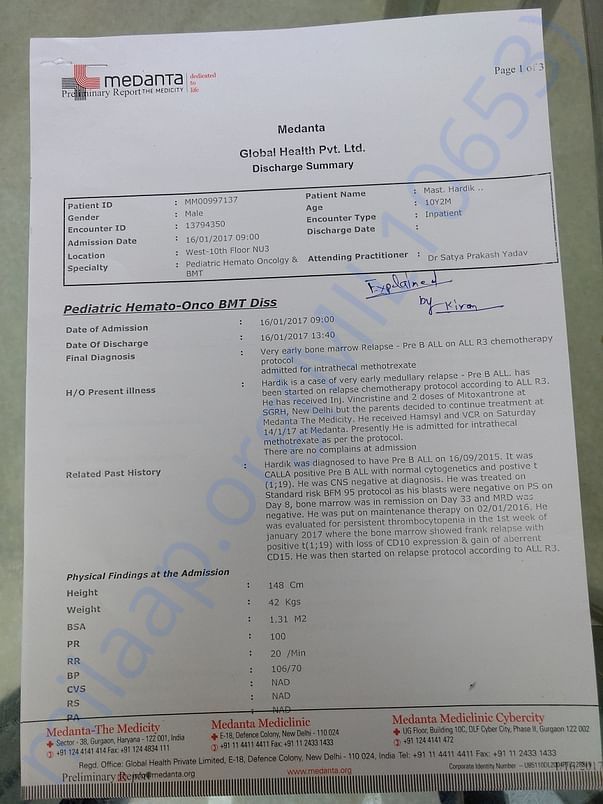 Diagnosis and Treatment Summary of Hardik 3