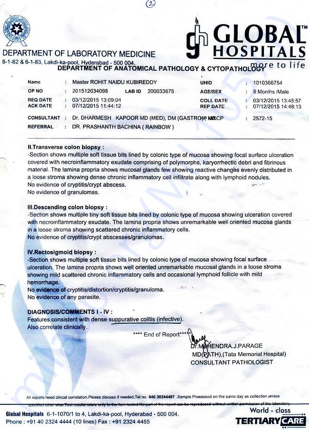 Colonoscopy Biopsy Report