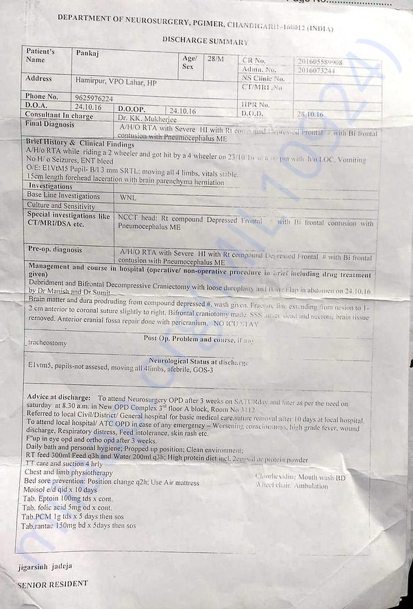 Discharge Sheet- uploaded by Himachali Blood Donors'