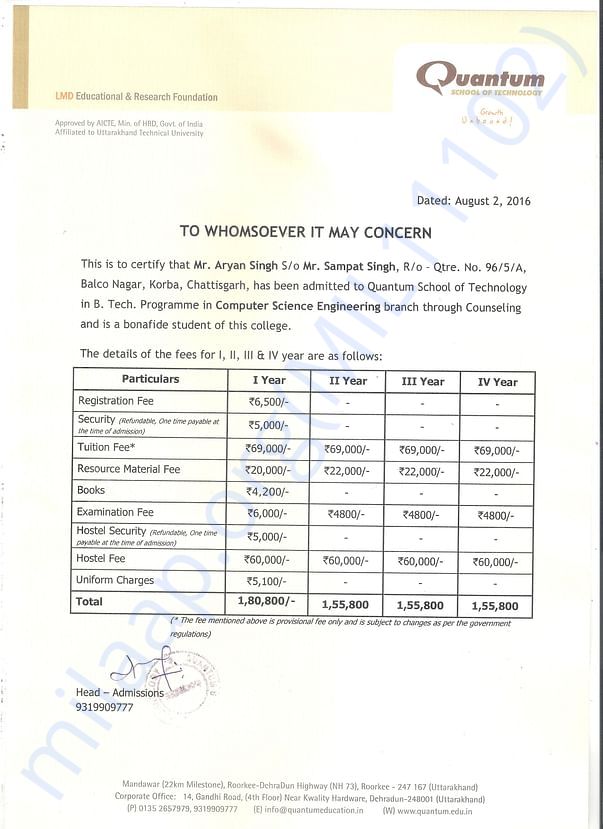 This is the course fee detail provided by the institute.
