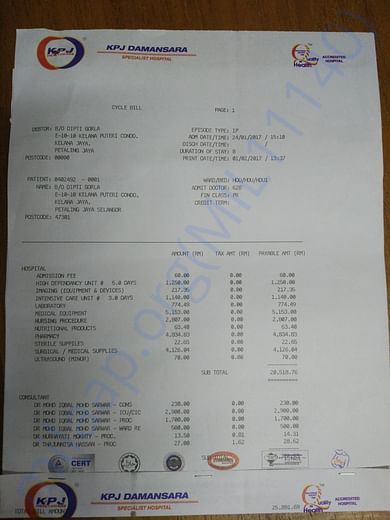1 week bill amount