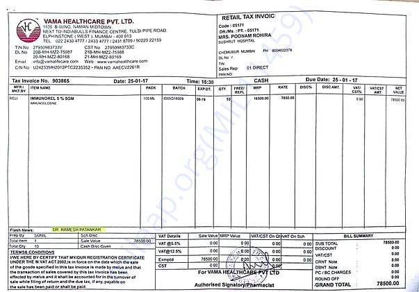 Medicines major bill - 1