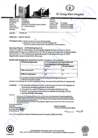 Ravya Chromosomal Breakage Report