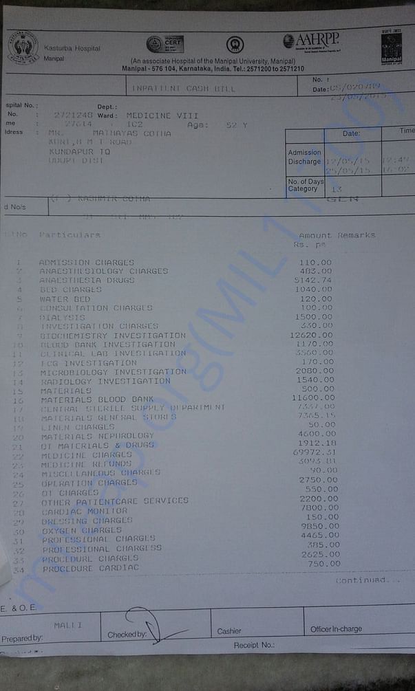Some of the medical bills so far