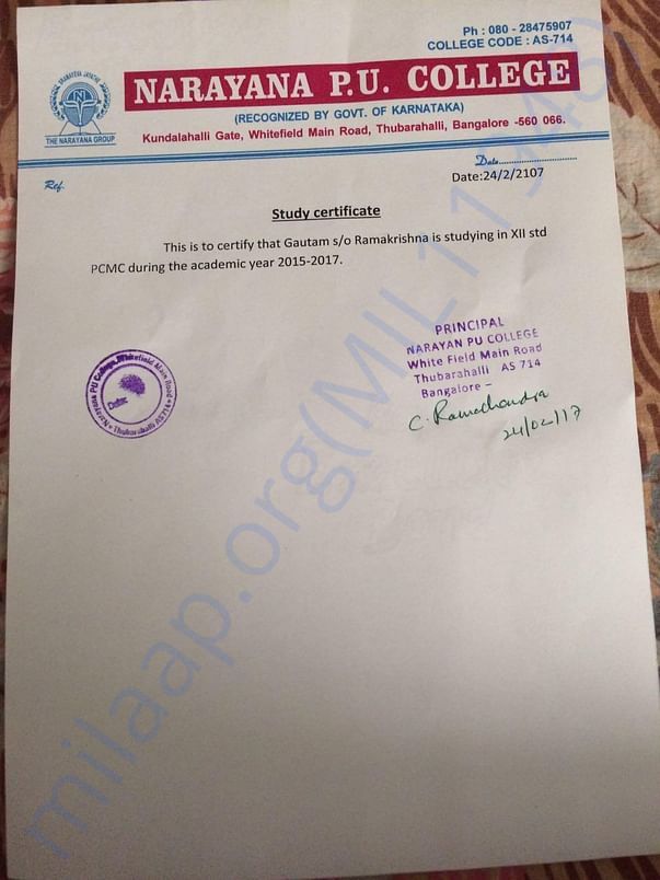 Student Bonafide Certificate