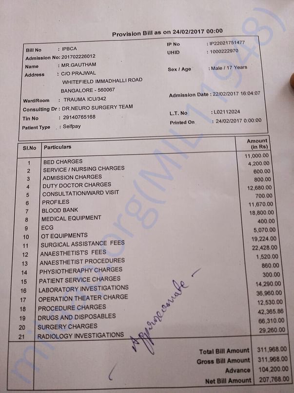 Medical Expenses Bill