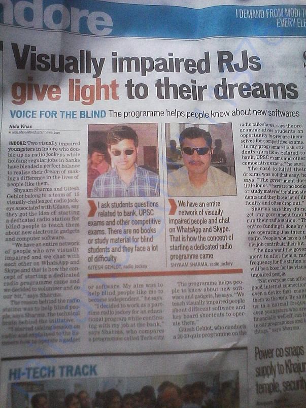Visually Impaired Rjs giving voice to their dreams