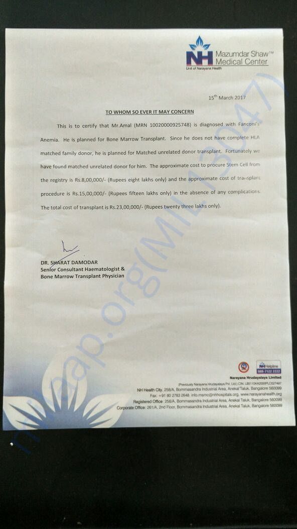 Estimation of the treatment cost given by Narayana Hrudayalaya