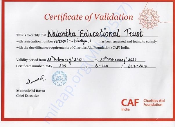 We are Pleased to Inform that we are an Validated NGO with CAFi