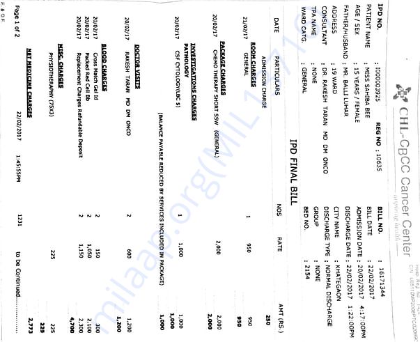 Hospital bill