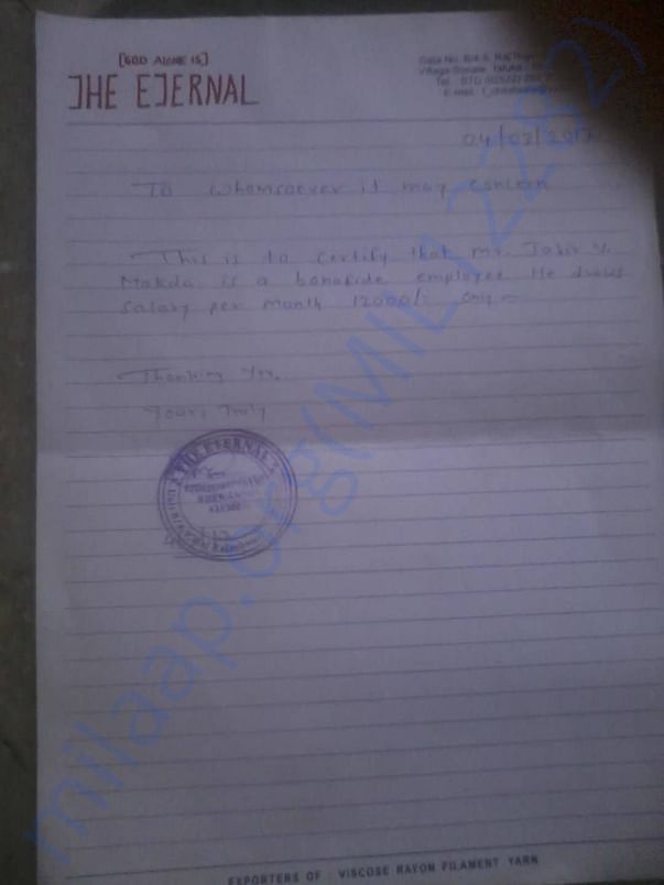 Salary certificate