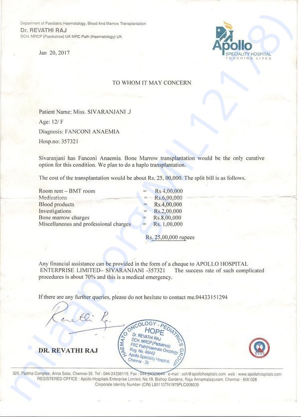 Hospital Cost Estimation Letter