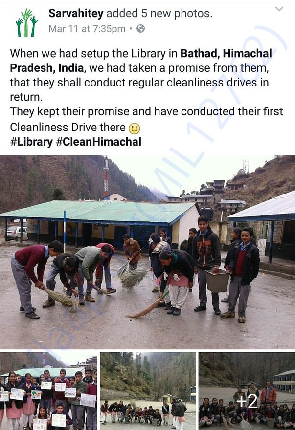 Cleanliness drive in Bargad library, Himachal Pradesh