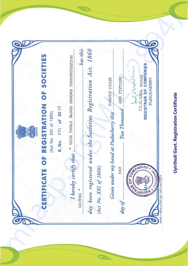 Registration Certificate