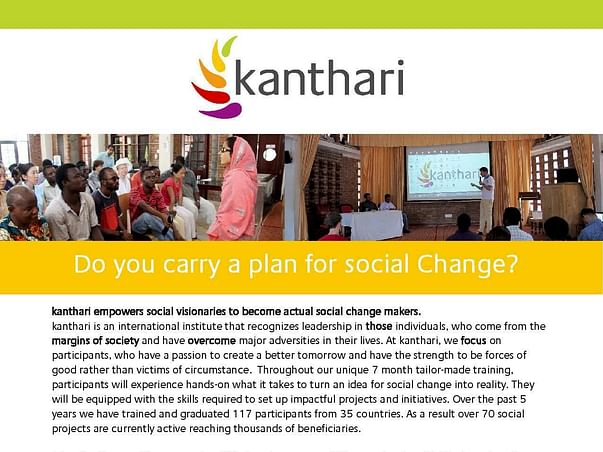 Help me to attend Kanthari fellowship program to solve farmer issues
