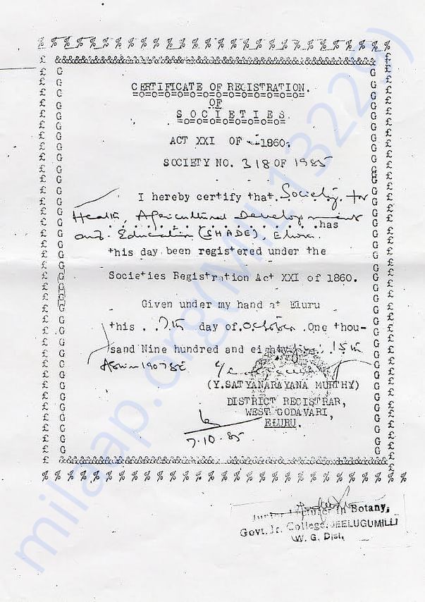 Society registration certificate