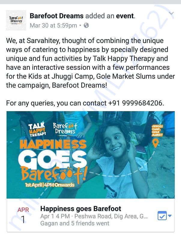 Talk happy therapy, jhuggi camp, gole market, delhi.