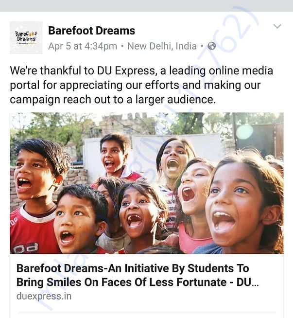 Campaign highlights in delhi based online media portal DU Express.
