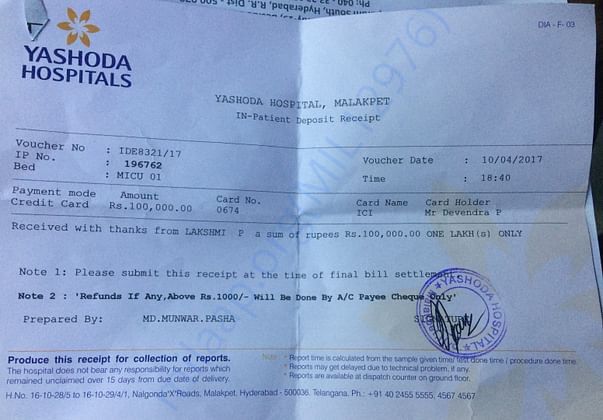 Final bill settlement @yashoda hospital malakpet