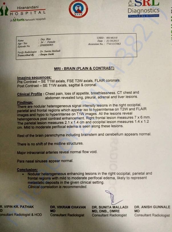 Diagnostic and hospital reports