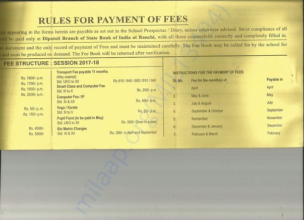 Fee structure