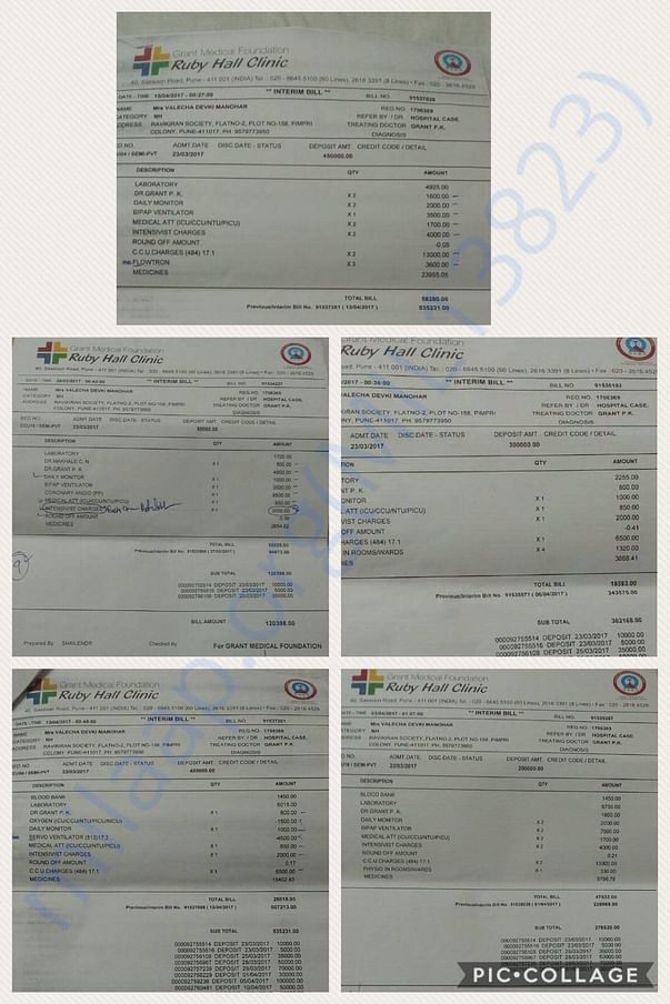 Medical expenses for the surgery and hospital bills
