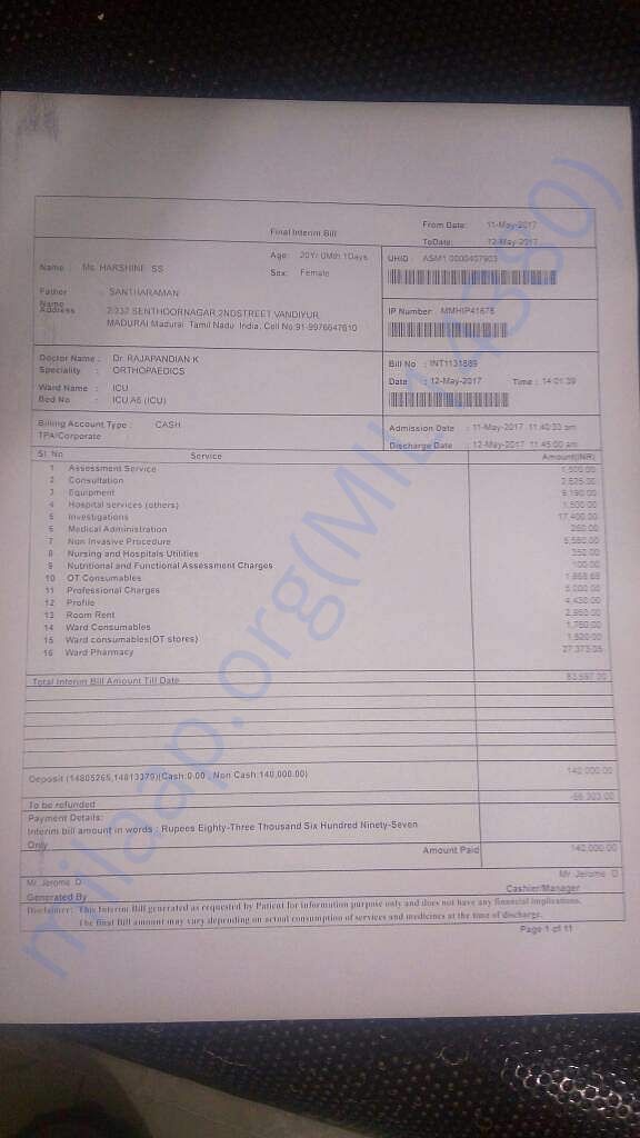 Medical Bill details