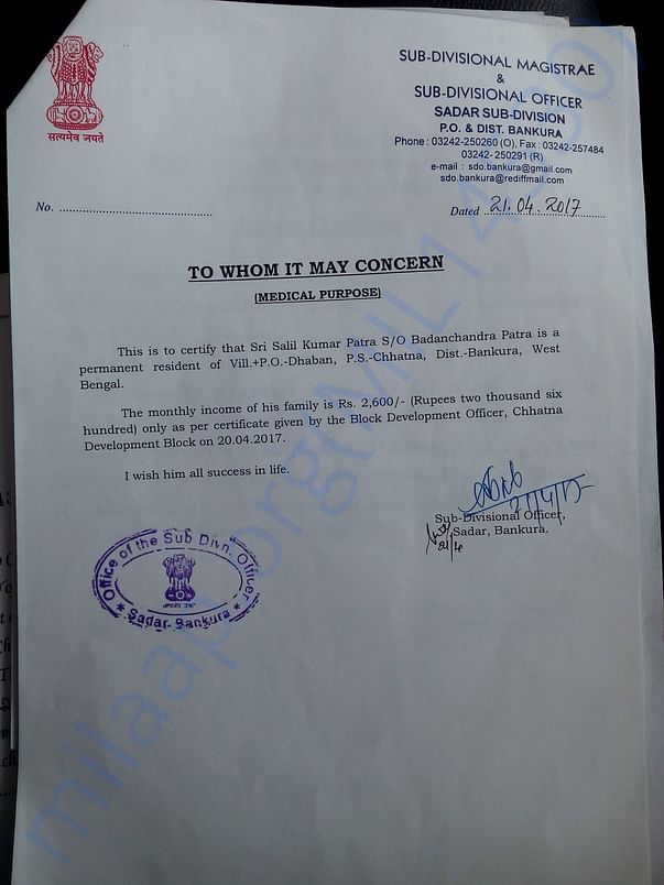 Income certificate