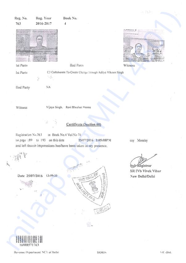Registration certificate
