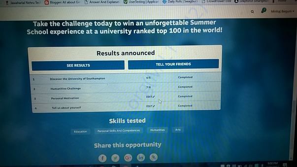 My scores in the competition
