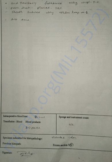 Medical Record - 24 - 5th Hospital Admission - Operation Note - 2