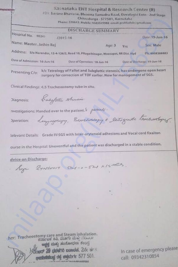 Chitradurga ENT Hospital Dr. Prahalladha advised to do Laryngscopy