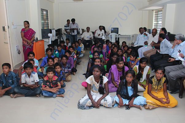 Students at Sri Sharadha school,Tippasandra Village