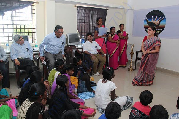 Students at Sri Sharadha school,Tippasandra Village