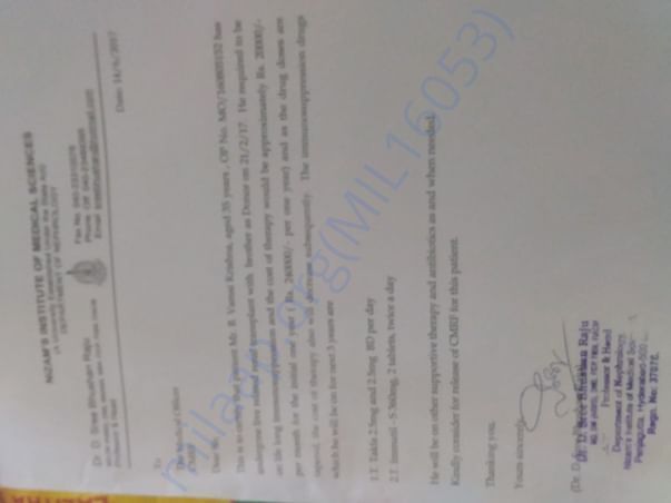 Medical expenses record from nims hospital,hyd