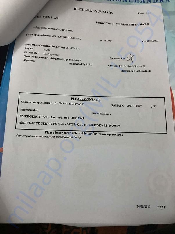 first chemotherapy treatment - Summary Report - 2