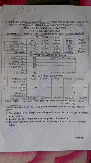 previous college fees structure when i took admission