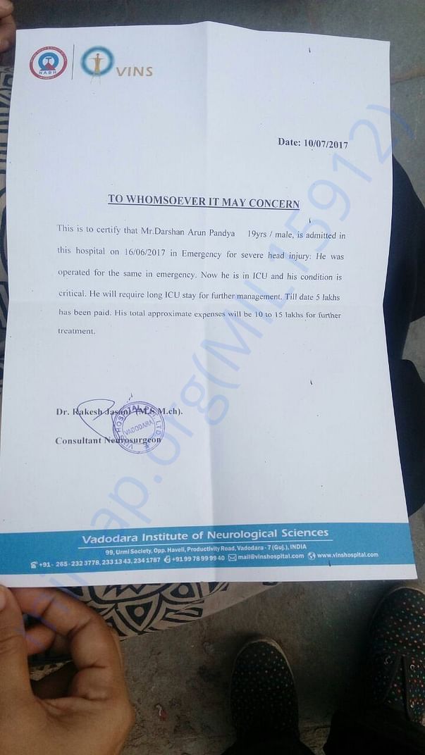 New Estimated medical letter from VINS Hospital