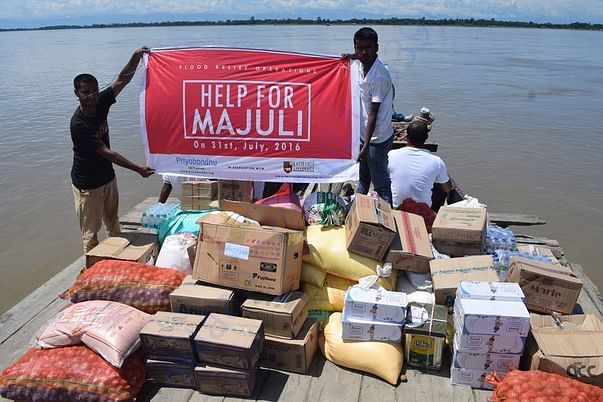 Assam flood relief operation in 2016 at Majuli
