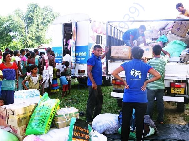 Assam flood relief operation in 2016 at Chirang District