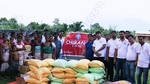Assam flood relief operation in 2016 at Chirang District