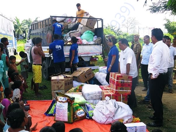 Assam flood relief operation in 2016 at Chirang District