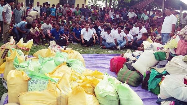 Assam flood relief operation in 2016 at Chirang District