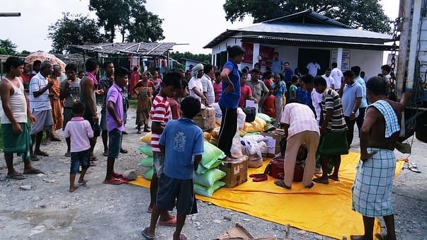 Assam flood relief operation in 2016 at Chirang District